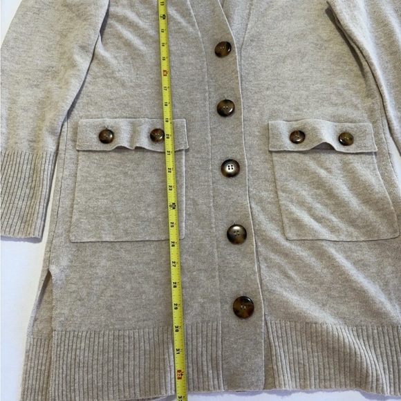 Sea Bleu 90% Wool 10% Cashmere Women's Tan Sweater with Button Accents - Picture 5 of 6